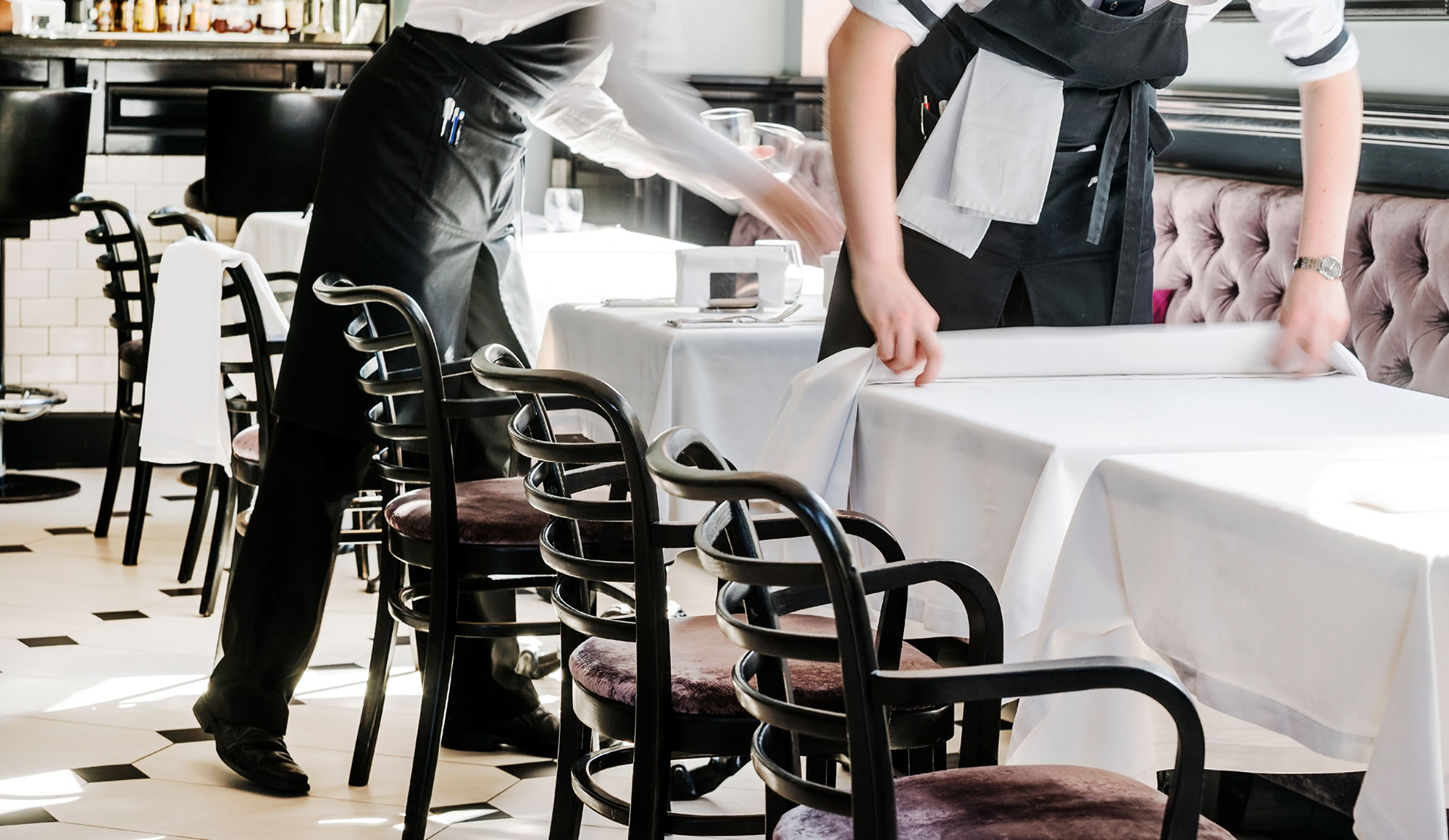 Food and accommodation staff working in resturant, service sector employees